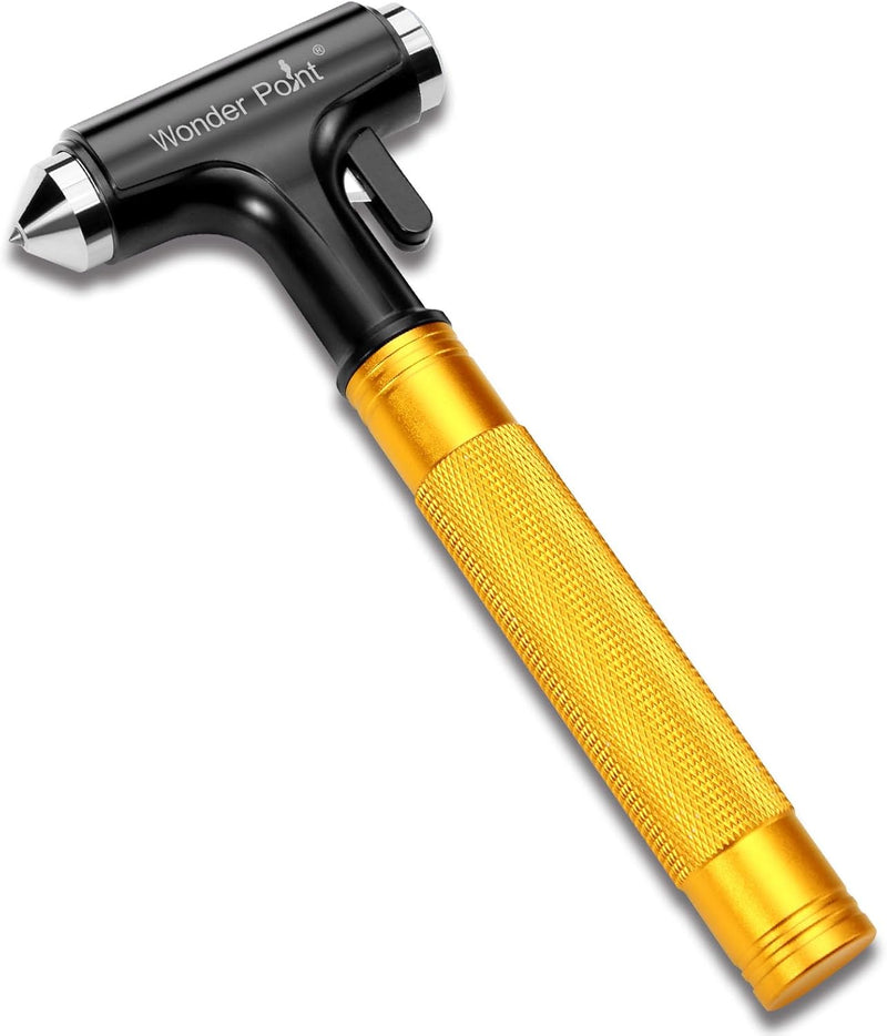 WONDER POINT Premium Car Glass Breaker with Seat Belt Cutter - Automotive Safety Hammer - Emergecy Escape Tool, Car Autoaccessory Metal Window Hammer, Vehicle Hard Aluminium Alloy Head Design