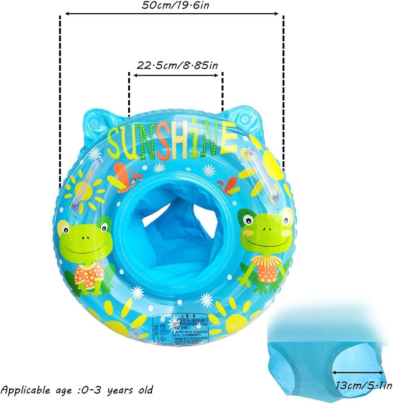 Baby Swimming Float Ring with Seat, Inflatable Children Waist Float Ring, Baby Free Swimming Ring, Pool Toys for The Age of 3-36 Months (Blue)