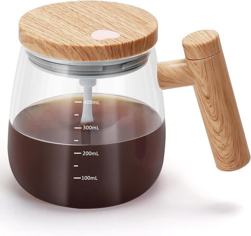 Self Stirring Coffee Mug with Lid,400ML Electric Mixing Cup Self Stirring Coffee Mug High Borosilicate Glass Mixing Coffee Mug Rotating Home Office Stirring Cup Suitable for Coffee/Milk/Protein Powder