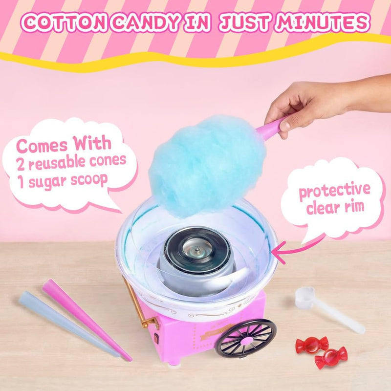Cotton Candy MakerVintage Countertop Machine for Hard Candy & Flossing SugarEasy DIY Mini Cotton Candy Machine for Kids & Parties Pink