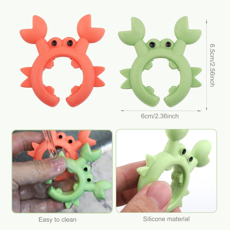 4Pcs Crab Spatula Holder, Anti-Scalding Silicone Utensil Holder Crab Utensil Rest Crab Spoon Holder Adjustable Over Spill Stopper for Kitchen Creative Crab Gift (Green, Orange)