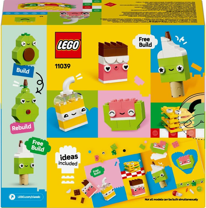 LEGO Classic Creative Food Friends Playset, Creative Role-Play Toy for Boys and Girls, Assorted Bricks to Build a Cupcake, Ice Cream, Avocado & Taco, Building Set for Kids Aged 4 and Over 11039