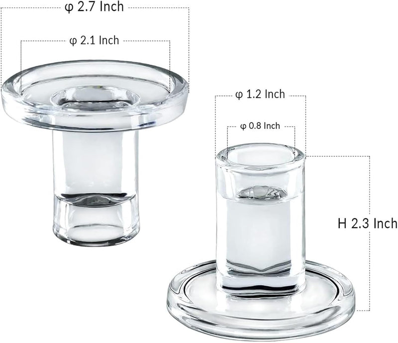 THE WHITE SHOP 6PCS-Glass Taper Candle Holders- Fireplace Table Centerpiece Clear Candlestick Holders