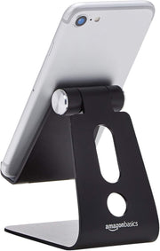Amazon Basics Adjustable Cell Phone Stand, Single, Black - Black