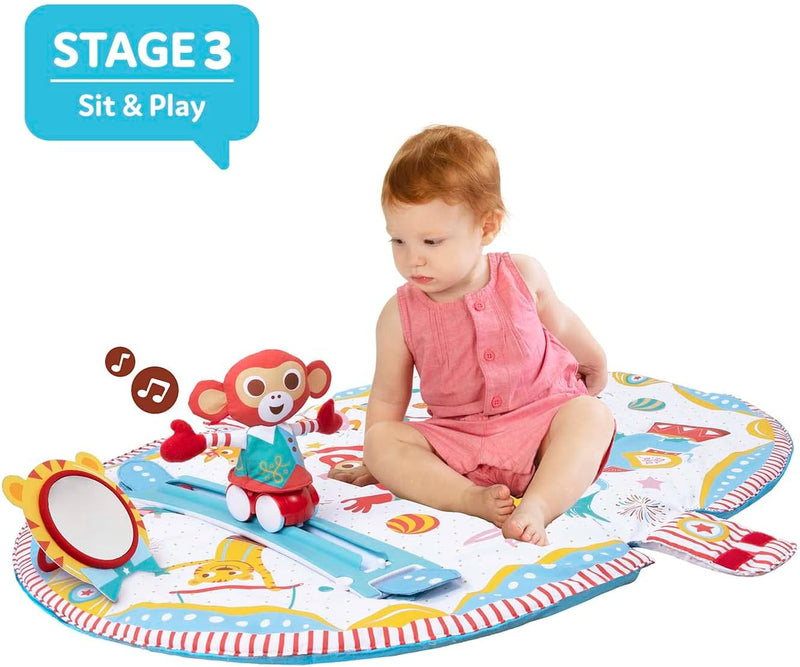 Yookidoo Circus Baby Playmat Gym. with Musical Motorized Mobile, Tummy Time Pillow, Mirror, and Newborn Textured Animal Figures. Infant Activity for 0-12 Month.