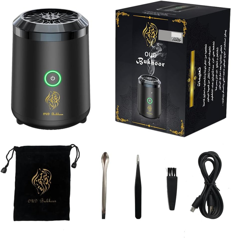 Arabic Incense Electric Oud Bukhoor Incense Burner Aroma Diffuser Car Bakhoor Burner, Muslim Oud Burner Rechargeable Car Bakhoor, Arab Bukhoor, Home, Guest House, Desert Camping, Travel and Great Gift