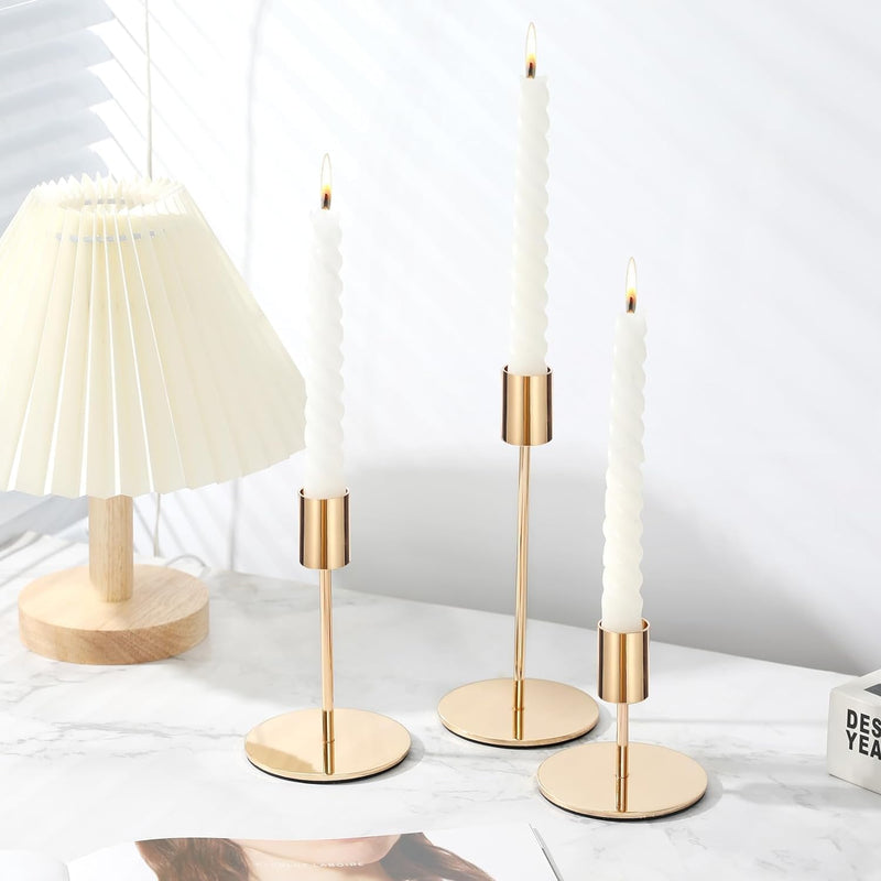 GHAKKE Set of 3 Candlestick Holders Candle Holder Taper Candle Holders Decorative Candlestick Holder for Home Decor, Wedding, Dinning, Party, Anniversary (Black)