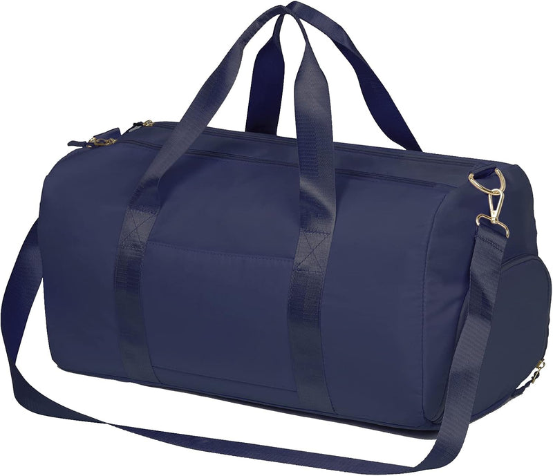 Duffle Bag for Women, Sports Duffel Bag for Gym with Wet Pocket & Shoe Compartment, Overnight Weekender Travel Bag - darkblue