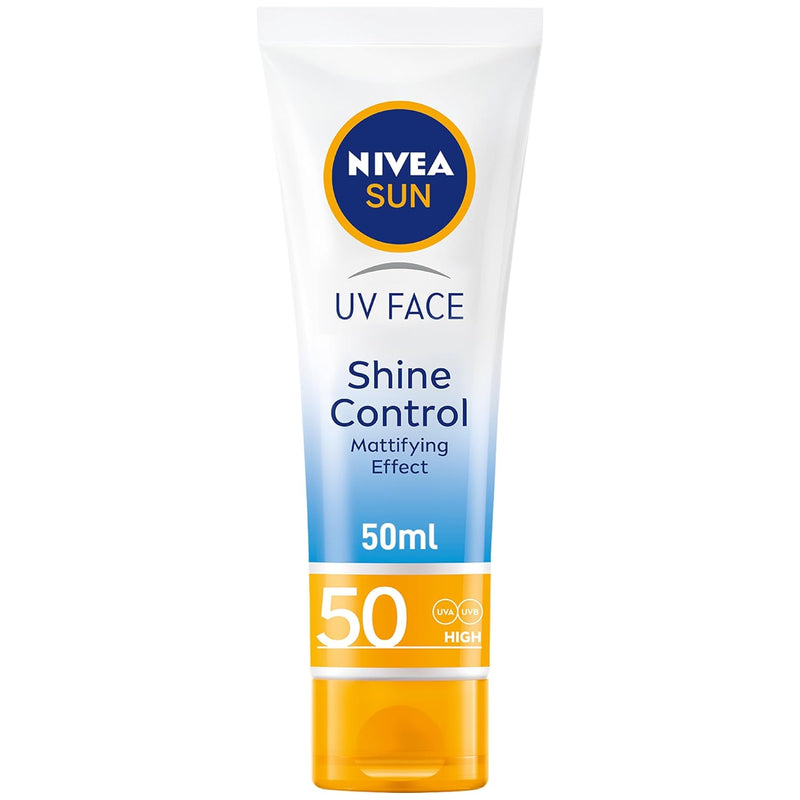 NIVEA SUN UV Face Shine Control SPF 50 Cream, Sun Cream Protects Against UVA/UVB Rays and Premature Skin Ageing, Sunscreen for Delicate Facial Skin, Tube 50ml
