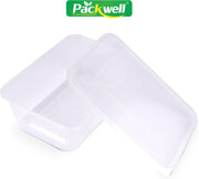 Packwell Clear Microwave Container Rectangle 750ml with Lid 15 Pcs (5PC x 3 Packs)