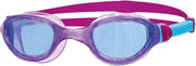 Zoggs Phantom 2.0 Childrens Swimming Goggles, UV Protection Swim Goggles, Split Yoke Swimming Goggle Strap, Fog Free Clear Swim Goggle Lenses, Quick Fit childrens Goggles 6-14 years - Blue/Orange Single