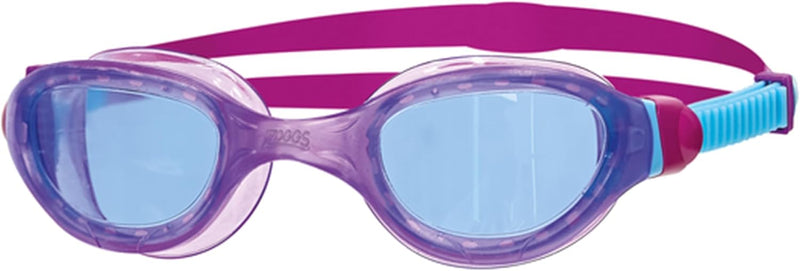 Zoggs Phantom 2.0 Childrens Swimming Goggles, UV Protection Swim Goggles, Split Yoke Swimming Goggle Strap, Fog Free Clear Swim Goggle Lenses, Quick Fit childrens Goggles 6-14 years - Blue/Orange Single