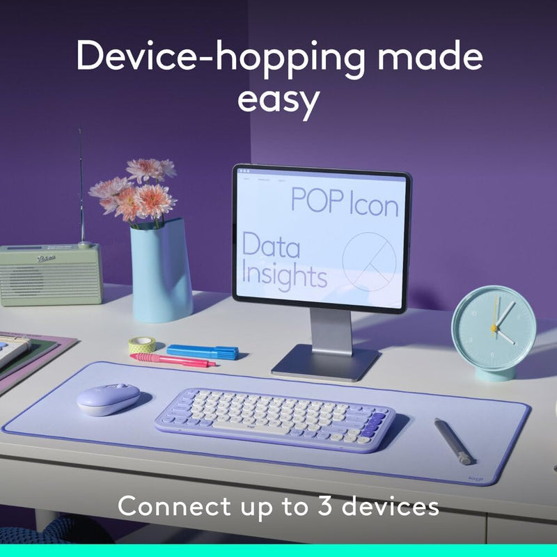 Logitech POP ICON COMBO, Bluetooth keyboard and mouse combo, comfortable typing, programmable keys and buttons, quiet clicks, Easy-Switch up to 3 devices - Graphite