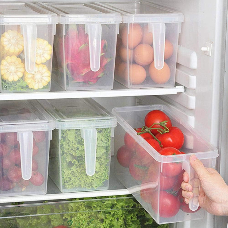 In-House Food Storage Boxes With Lids Freezer Safe Volwco 3 Pcs 4.7L Large Plastic Kitchen Refrigerator Stackable Food Fruit Storage Containers With Handle(Assorted Colours), Na-37746