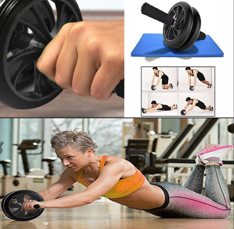 SKY LAND Ab Double Wheel Exercise Roller Wheels - Black, Abdominal Wheel, Core Strength & Stability Trainer for Home Workouts, Compact & Portable Abdominal Fitness Equipment