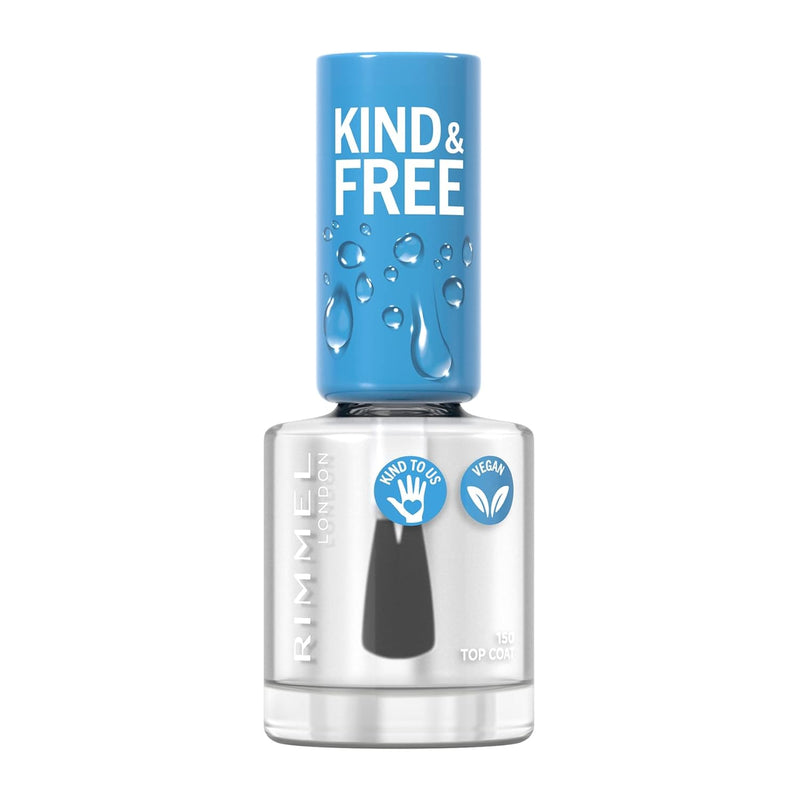 Rimmel Kind & Free Clean Nail Polish - Breathable Top Coat - Plant-Based Formula - Kind To Animals & Vegan - 8 ml - 25Oz, Shade 150 Top Coat