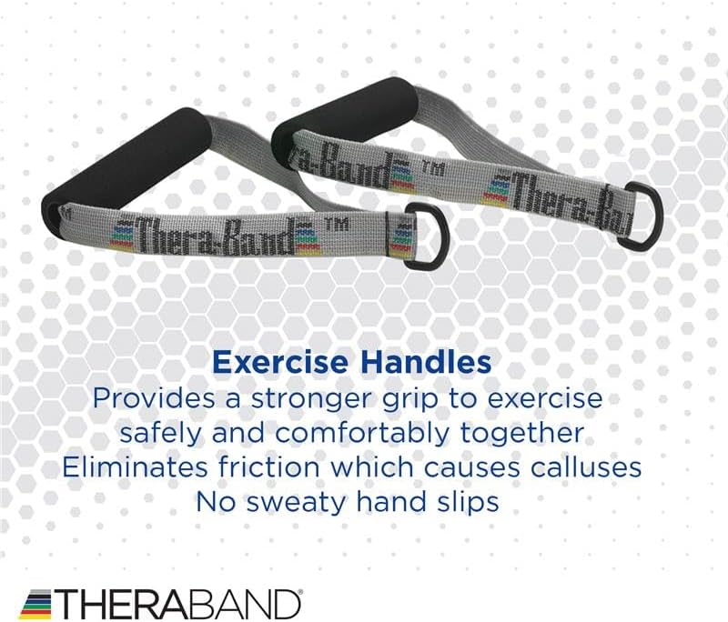 Theraband Resistance Band Handles, Attachments for Resistance Bands and Tubing, Pair of Foam Grip Pull Handles for Lower and Upper Body Exercises, Pilates, Yoga