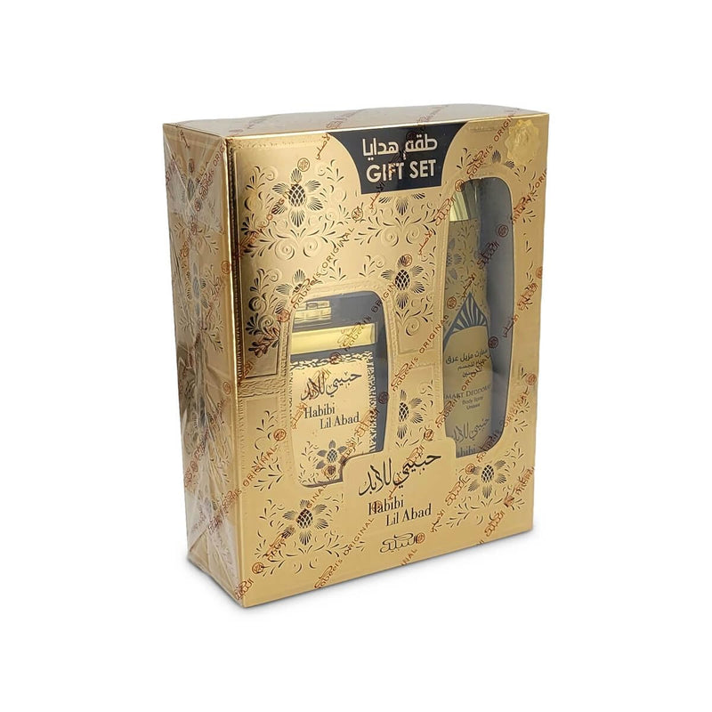NABEEL Habibi Lil Abad Gift Set Eau De Parfum 100 ML and Smart Deodorant Body Spray 200 ML- Longlasting Unisex Perfume Set