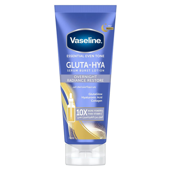 Vaseline Gluta-Hya Serum Burst Lotion, Overnight Radiance Restore, with GlutaGlow Technology, Hyaluronic Acid and Collagen, 10x More Powerful than Vitamin C, 200ml