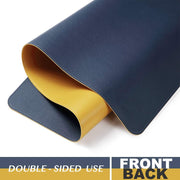 Large Desk Pad, Non-Slip Pu Leather Desk Mouse Pad Waterproof Desk Pad Protector, Dual-Side Use Desk Writing Mat For Office Home, 80Cm X 40Cm, Navy Blue&Yellow