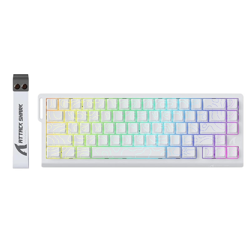 ATTACK SHARK X68 HE 8000Hz Rapid Trigger Keyboard, 0.01 mm RT Accuracy, Wired RGB 60% Gaming Keyboard with Magnetic Switches, Adjustable Actuation, Snap Tap, for PC/Mac, White Contours