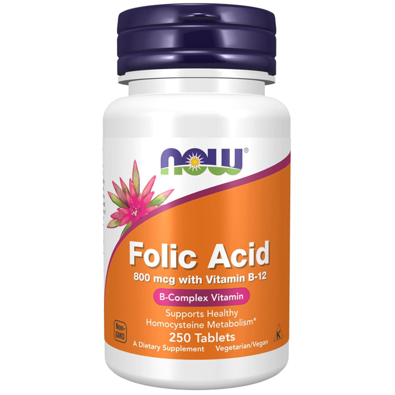 Now Foods Folic Acid 800 mcg With B12 Tablets - 250