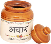 EK DO DHAI (DEVICE) Ek Do Dhai Ceramic Pickle Jar Elegant Jars For Pickles Containers With Lids Convenient For Dining Table Martbaan Stoneware Printed 1 Piece 300 Ml 10 Oz, Multicolor