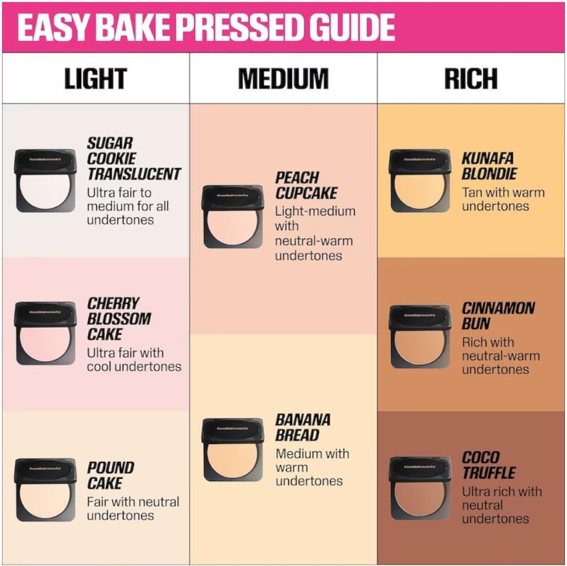 Beauty Easy Bake Pressed Powder, Cherry Blossom Cake, Matte Finish, Light Coverage, Vegan, Cruelty Free