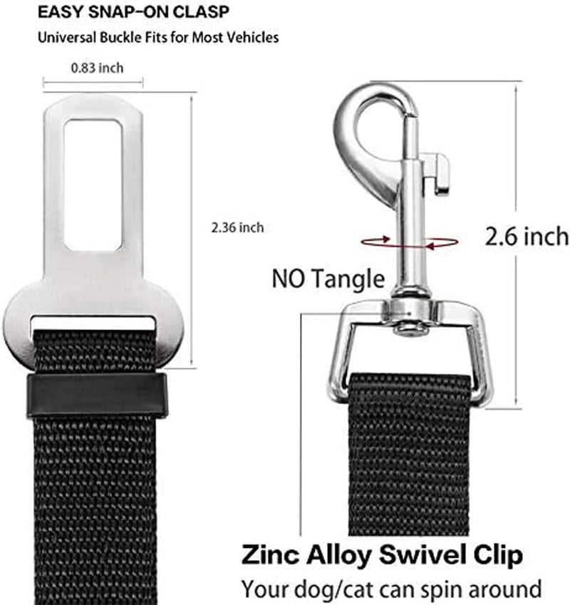 DELFINO Dog Safety Belt, Adjustable Dog Seat Belts for Car, Headrest Restraint Puppy Safety Adjustable Dog Car Seatbelts and Strong Leash Leads Accessories for Dogs Cats Pets, Black