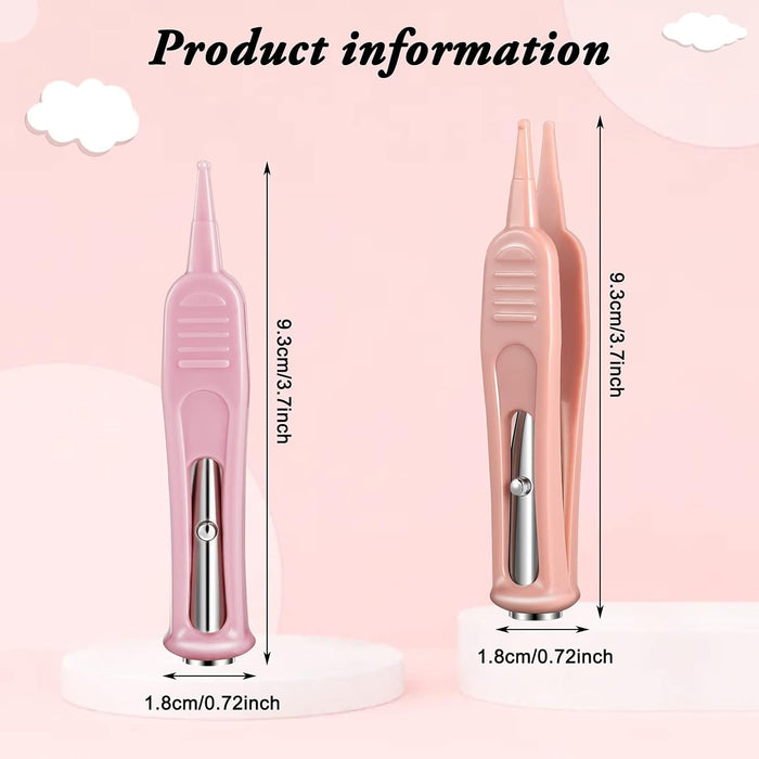 Azonee 4 Pieces Infant Nose Cleaning Tweezer with LED Light, , Safe and Effective Booger Plier for Infant Nose Cleaning, Round-Head Clip Care for Ear Nose Navel, Relieves Stuffy Nose