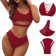 Women's High Waisted Bikini Sets High Cut Bathing Suits Two Piece Sporty Cut Out Swimsuits