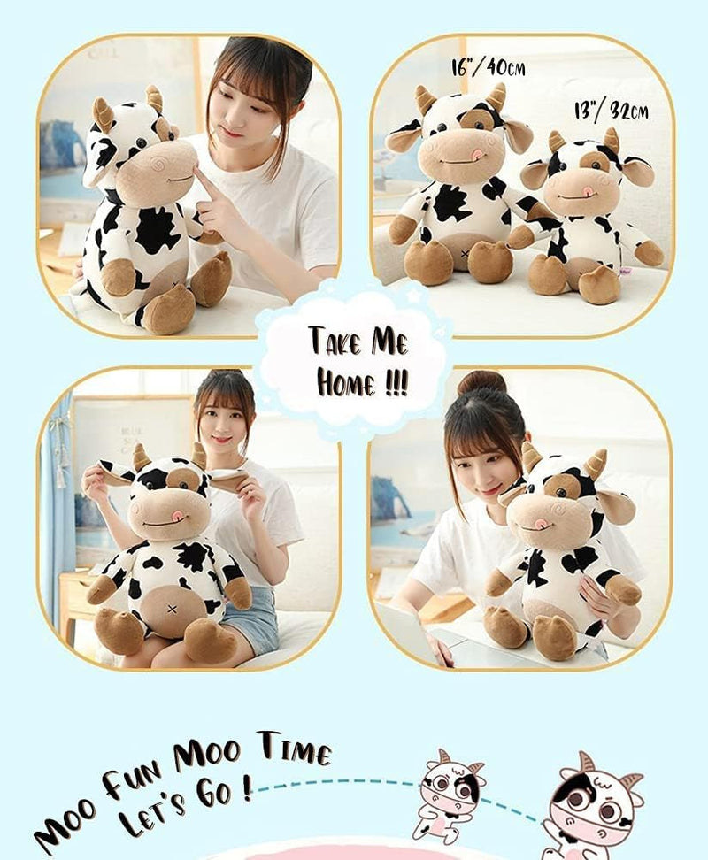 COOLBABY cow plush toy,16 inch stuffed animal throw plushie pillow doll,soft fluffy friend hugging cushion-present for every age and occasion