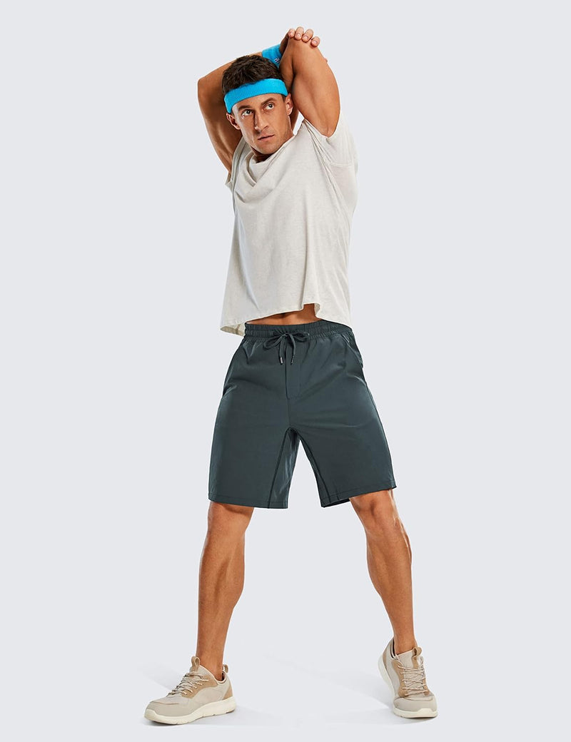 CRZ YOGA Men's Linerless Workout Shorts -9'' Quick Dry for Running Sports Athletic Gym with Pockets