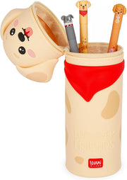 LEGAMI - Kawaii 2 in 1 Soft Silicone School Compartment Golden Table Pen Holder Zipper Pen Pencils H 20cm
