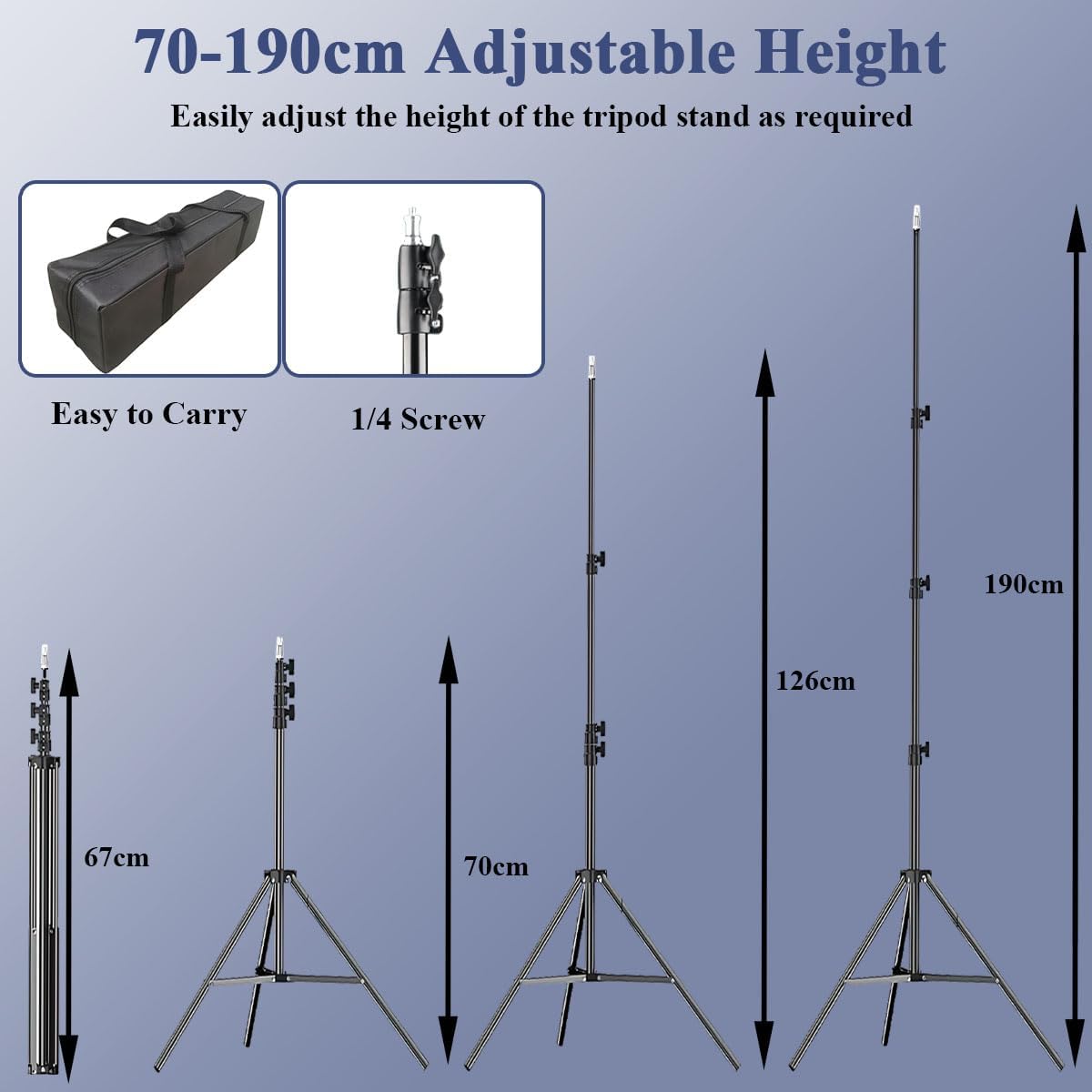 LED Video Light Kit 2PCS, Dimmable 2700-7500K, Remote Control Tripod – image 6