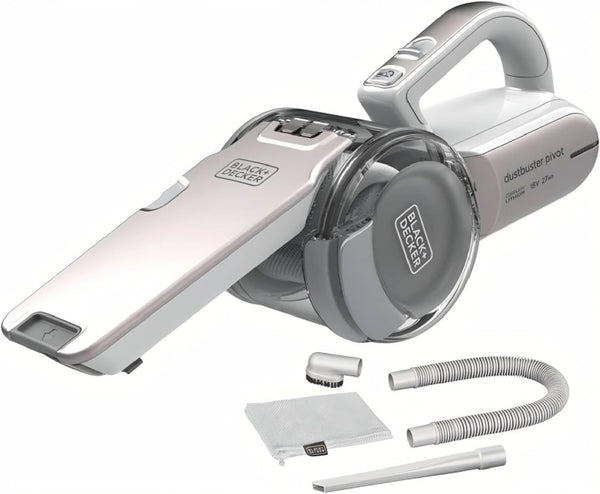 Black & Decker 18V Cordless Handheld Pivot Vacuum Cleaner With 1.5Ah Li-Ion Battery, 27.5 AW Suction Power, 440ml Bowl Capacity And Triple Filteration With 200 Rotation PV1820LRGP-GB 2 Years Warranty