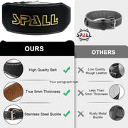 Weight Lifting Leather Belt S/M/L/XL Lower Back Support 4 Inches Wide Buckle for Bodybuilding Home Gym Workouts Squats Strength Training and Fitness Exercises for men and women BY SPALL