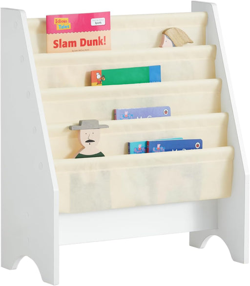 Book Shelf Kids Book Stand Bookshelf Bookcase Storage Shelves Rack Toys Organizer For Kids Storage Display Holder رف كتب الأطفال رف كتب for Children's Room, Playroom, Nursery, FRG225-W - yellow fabric