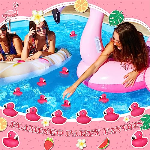 Azonee Flamingo Rubber Duckies, 12 Pcs Bulk Pink Flamingos Bath Toys, Floating Squeak Flamingo Toy, Duckies Toy for Shower Party Favors, Decoration