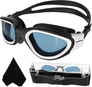 Winline Swimming Goggles Polarized Lenses Anti Fog Anti UV Waterproof Clear Vision Easy Adjust Soft Bridge for Men Women Adults Teens - Black&White/Polarized Smoke Lens