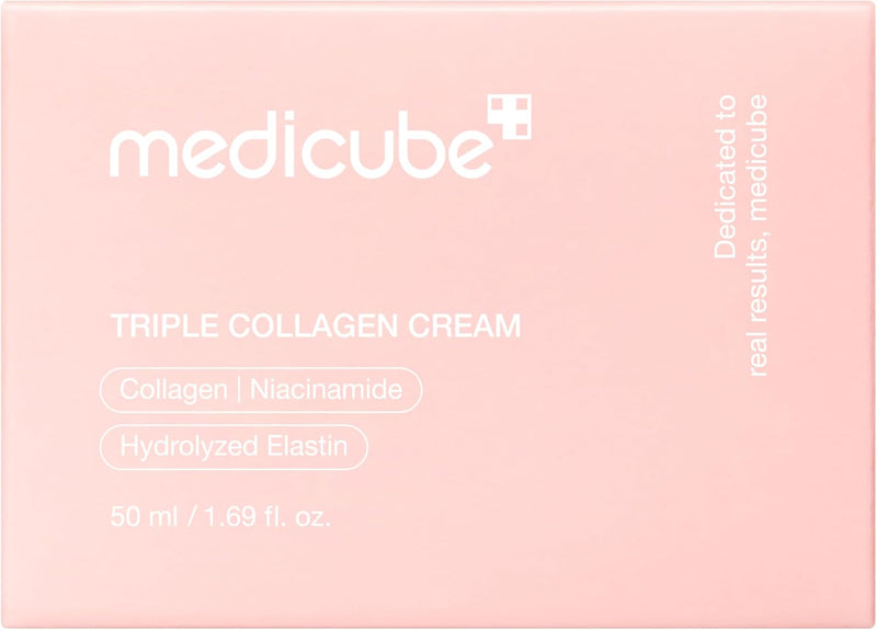 Triple Collagen Cream 50 ml Korean Moisturizing Face Cream Daily Firming & Conditioning Care for Smooth, PlumpLooking Skin - White