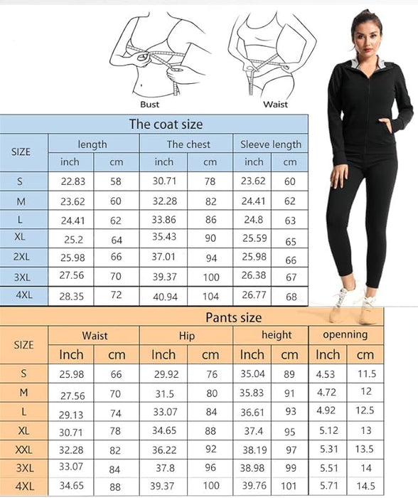 RR-INTL Sauna Suit Women Weight Loss Gym Sweat Suits Workout Jacket Lock Sweating Profusely Pants Workout Fitness Compression Sweat Suits for Women