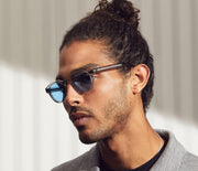 Unisex Vintage Retro Round Style Tinted Sunglasses For Men Women Fashion Circle Sun Glasses 46mm - C23 Crystal Gray Frame/Blue Tinted Lens