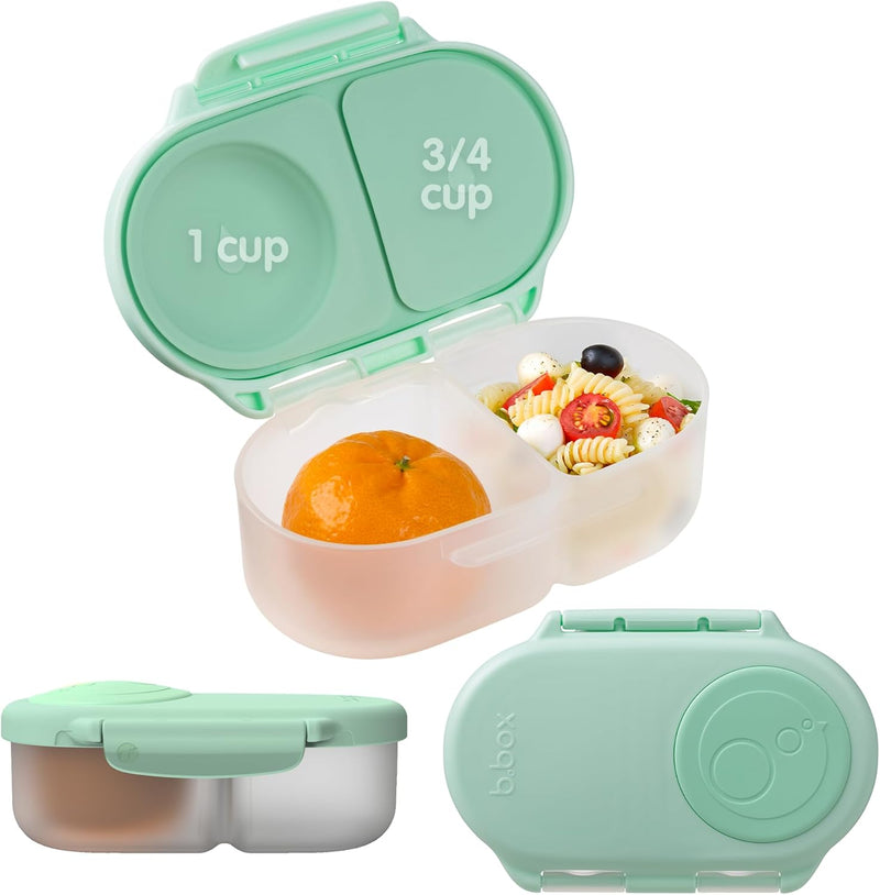 Snackbox Mini Bento Lunch Box with 2 Leakproof Compartments Ideal for Toddlers, Kids Lunch & Snacks Fits Whole Piece of Fruit BPA Free - 1 Pack Spearmint
