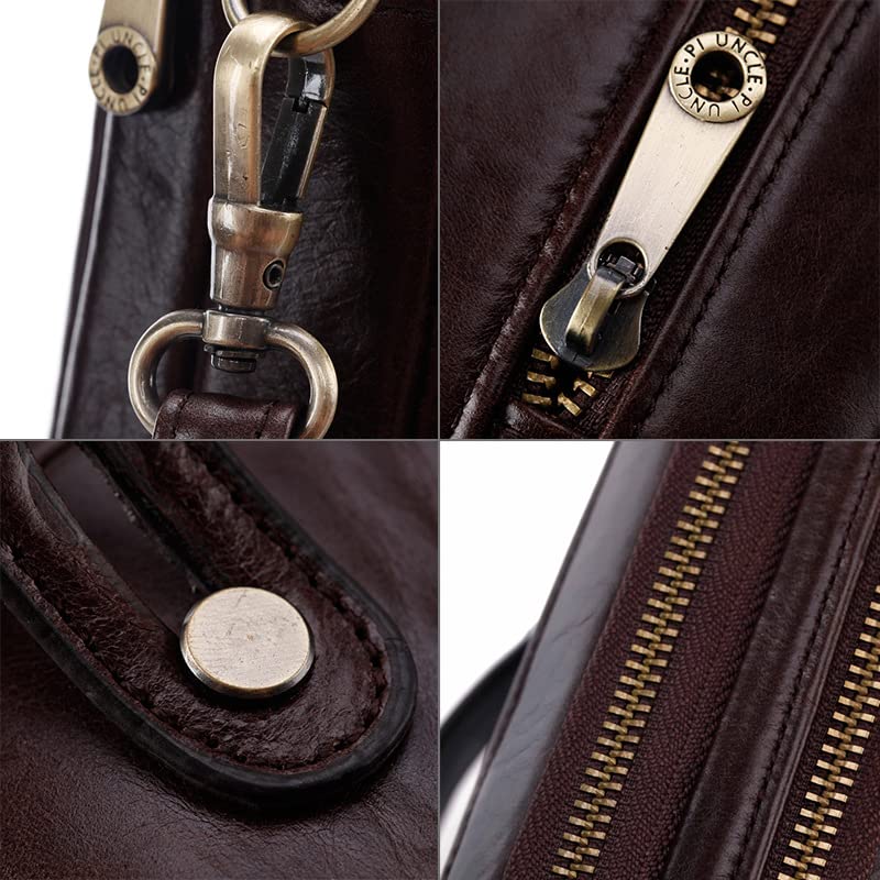 KPYWZER Leather Clutch Purse Wallet Men Wristlet Holder Wrist Bag Pack Business Handbag