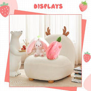AMERTEER Strawberry Bunny Plush Toy Cute Transformed Bunny Doll Fruit Rabbit Pillow, Small Soft Plush Pillow for Kids Girls, Transformable Fruit Rabbit Toy (18cm)