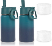 14oz KIds Stainless Steel Insulated Leakproof Water Bottle with Straw Lid and Silicone Boot,BPA-Free Easy Use for Boys&Girls,Double Wall Vacuum Bottles(Purple Blue,1) - 2 Dark Night