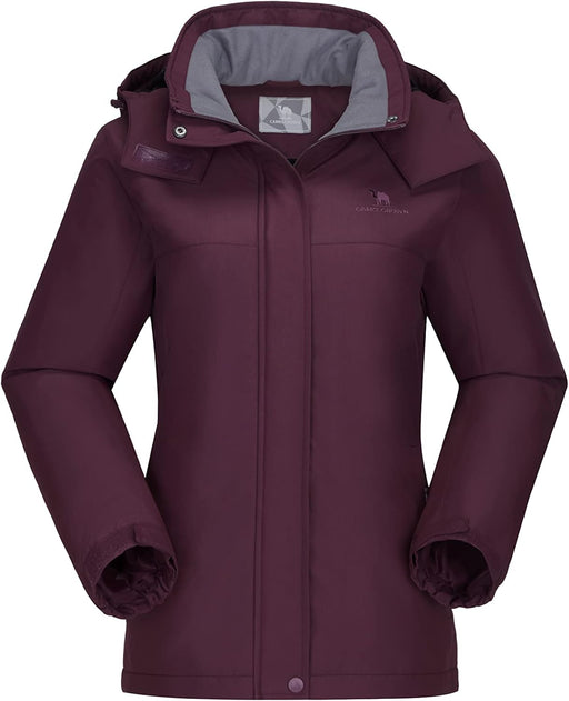 Women's Ski Jacket, Warm Winter Coat, Mountain Windbreaker, Snowboard Hooded Jacket - Dark Purple