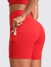 CRZ YOGA Womens Butterluxe Biker Shorts with Pockets 5 Inches - High Waisted Volleyball Workout Athletic Yoga Short Leggings