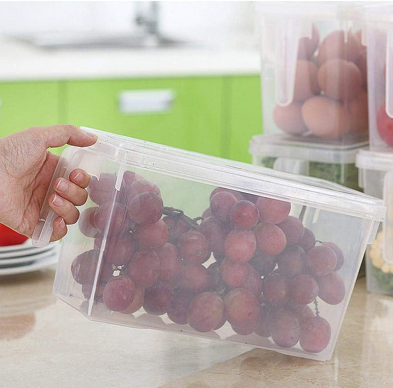 In-House Food Storage Boxes With Lids Freezer Safe Volwco 3 Pcs 4.7L Large Plastic Kitchen Refrigerator Stackable Food Fruit Storage Containers With Handle(Assorted Colours), Na-37746